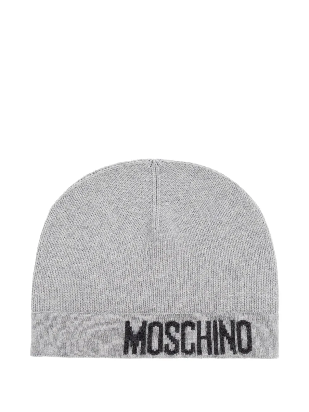 

Шерстяная шапка с интарсией в виде логотипа Moschino, серый