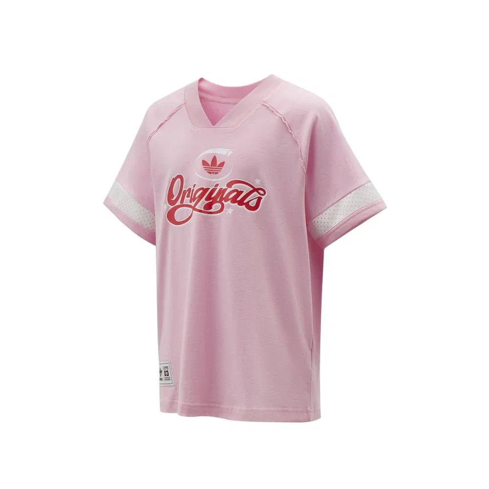 Детская футболка с v-образным вырезом moderate Adidas Originals, Pink — фото 4