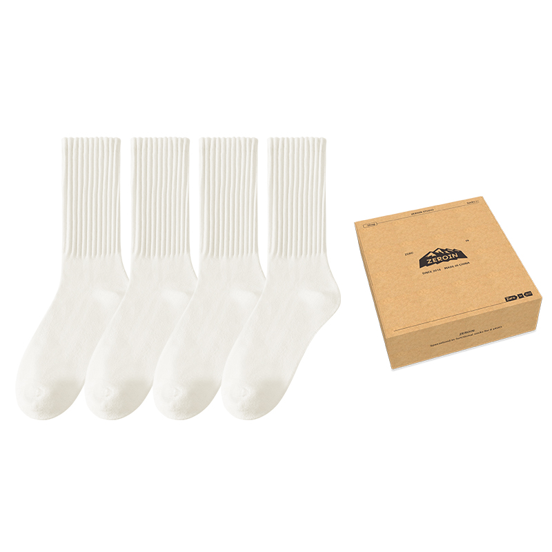 

Носки унисекс до середины голени ZEROIN, 2 Milk White+2 Dark Coffee