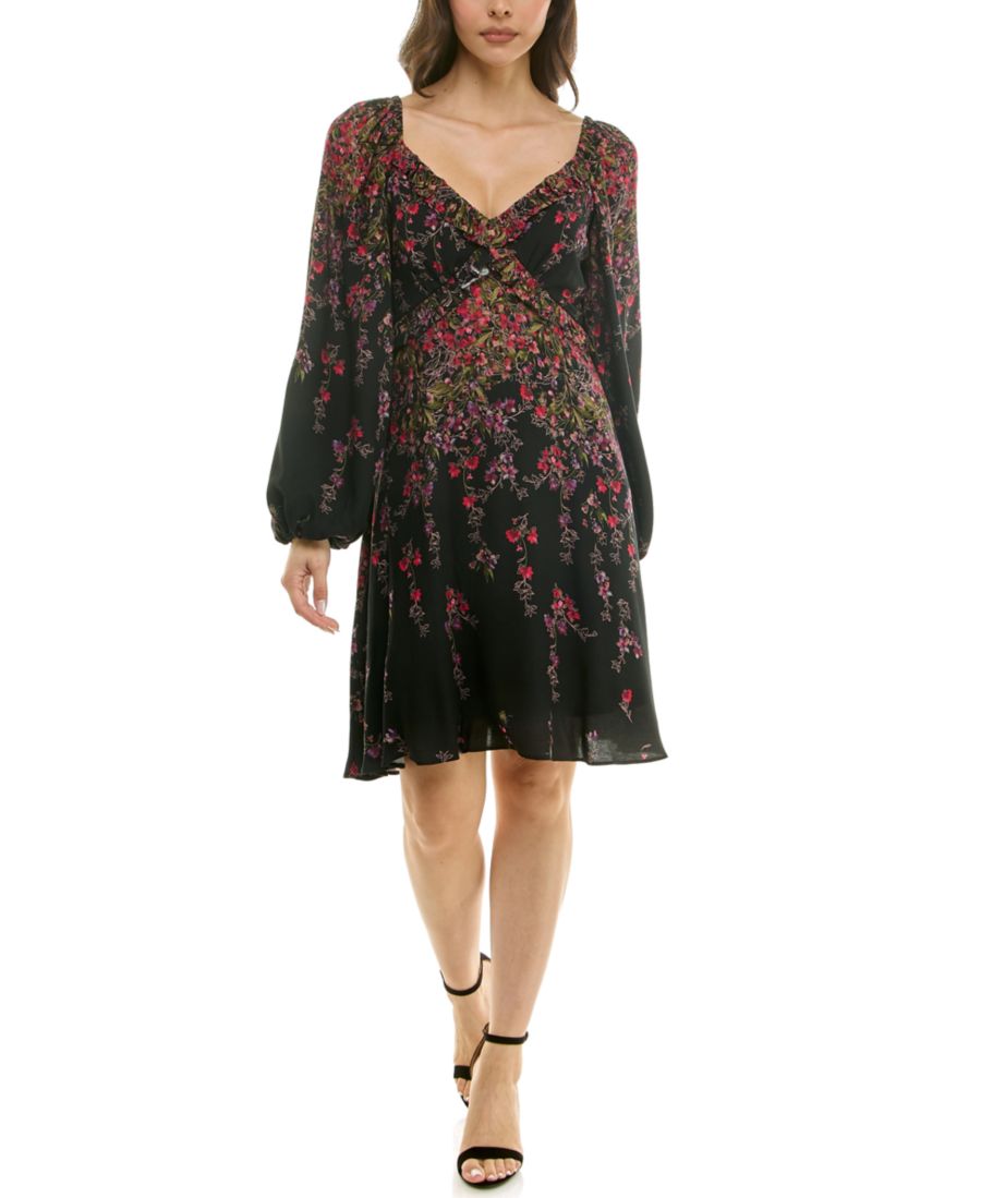 

Женское платье с V-образным вырезом и оборками Taylor, Black velvet rose