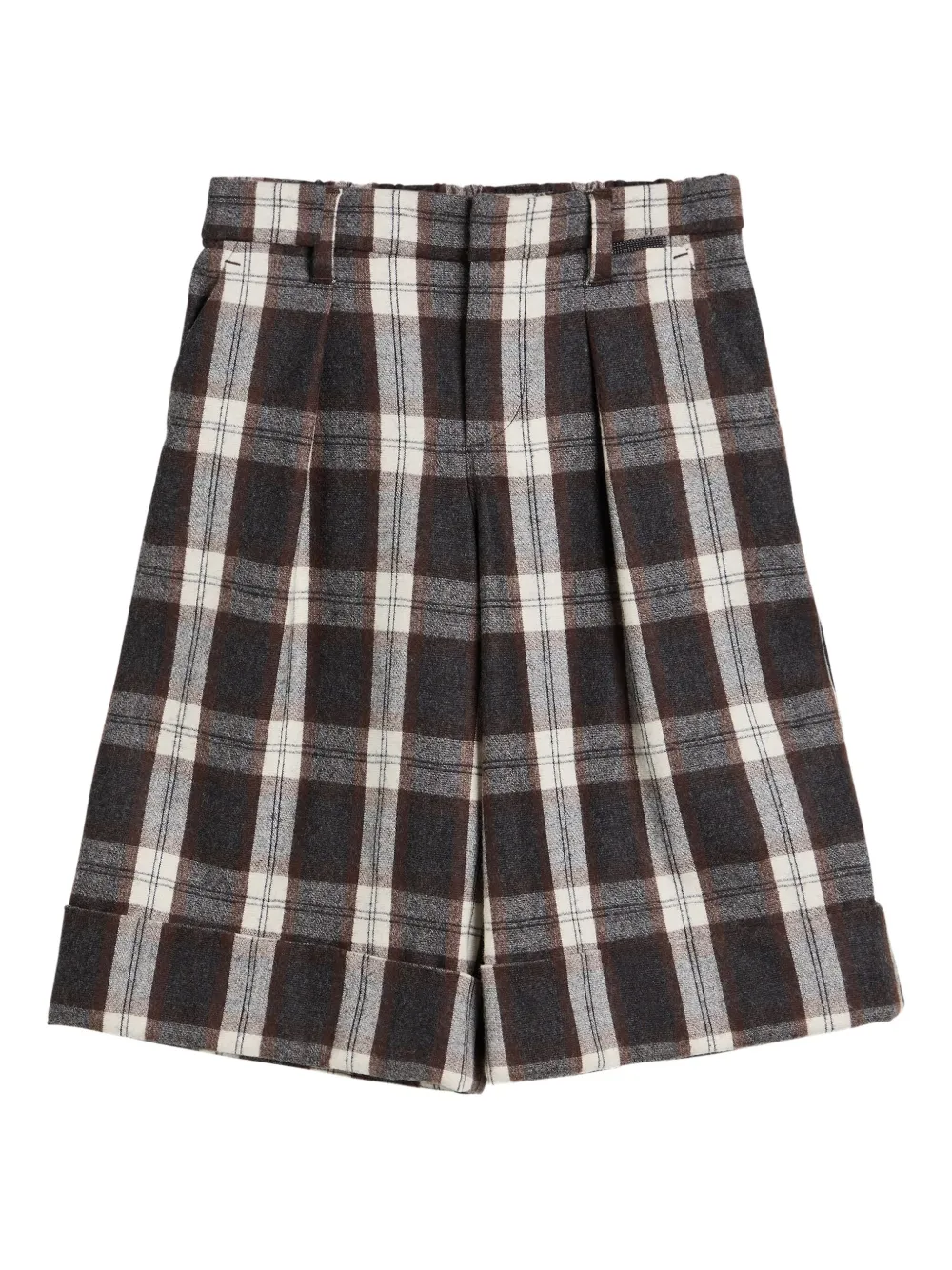 

Клетчатые шорты со складками Brunello Cucinelli Kids, коричневый