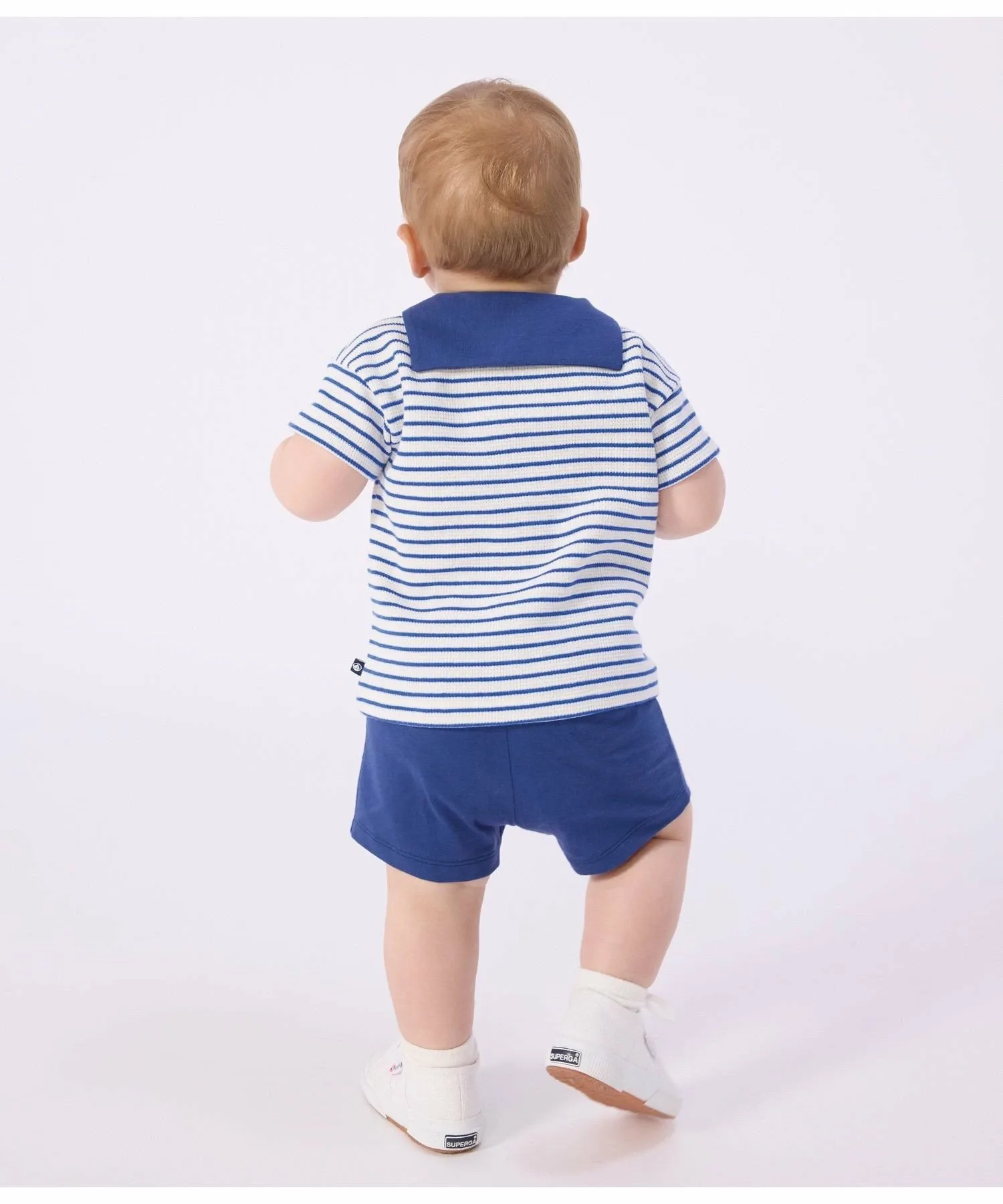 Детский комплект Border Baby из 2 предметов PETIT BATEAU, Off-white/blue — фото 2