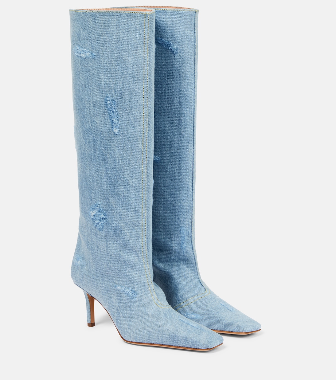 Сапоги из потертого денима до колена Acne Studios, Denim Blue