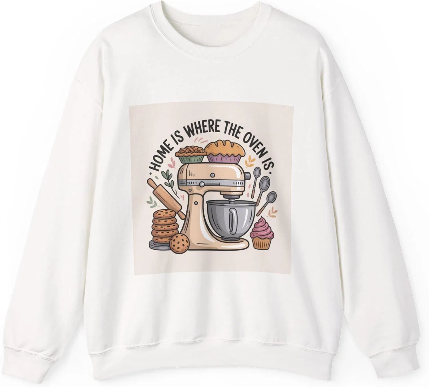GENERIC Свитшот Home Chef с круглым вырезом - подарок для гурманов, уютная кухонная одежда, праздничный подарок, толстовка для гурманов, наслаждение для шеф-повара, белый
