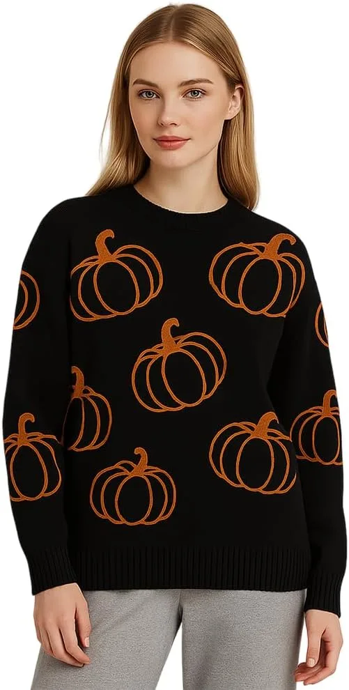 

Свитер Unisex с тыквами, уютный осенний вязаный Grewear