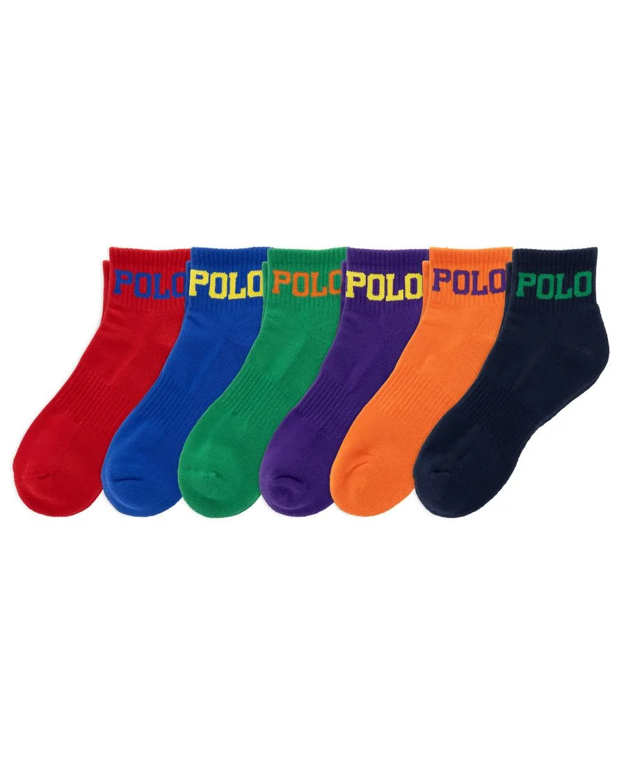 Мужские носки с цветным логотипом, комплект из 6 пар Polo Ralph Lauren, красный/синий/зеленый/темно-синий/оранжевый/фиолетовый
