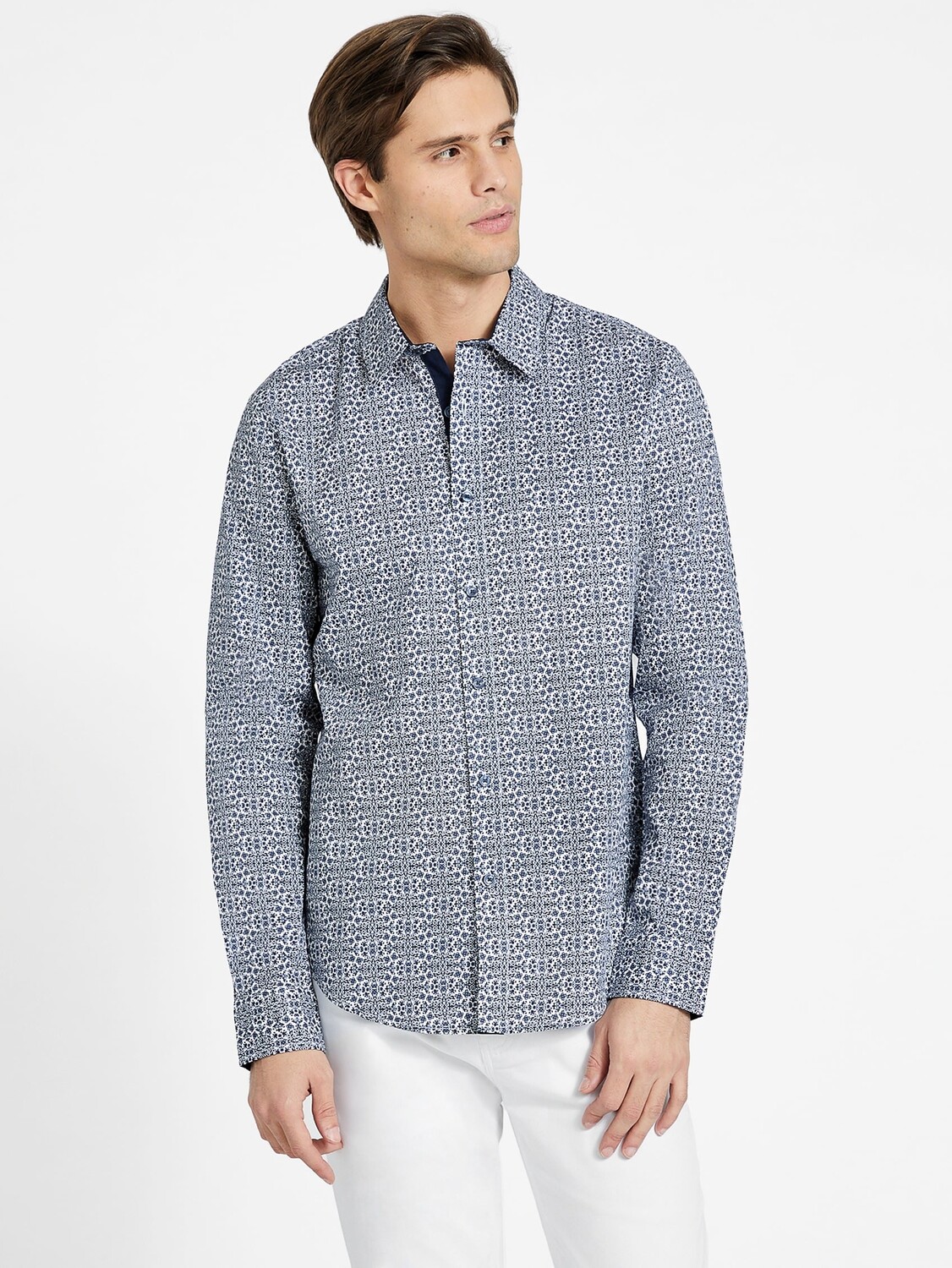 

Рубашка Norm с геометрическим рисунком Guess Factory, цвет Suiting Blue