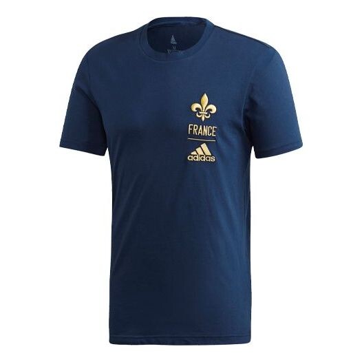 

Футболка fra ci tee soccer/football sports embroidered logo printing knit short sleeve navy blue Adidas, синий