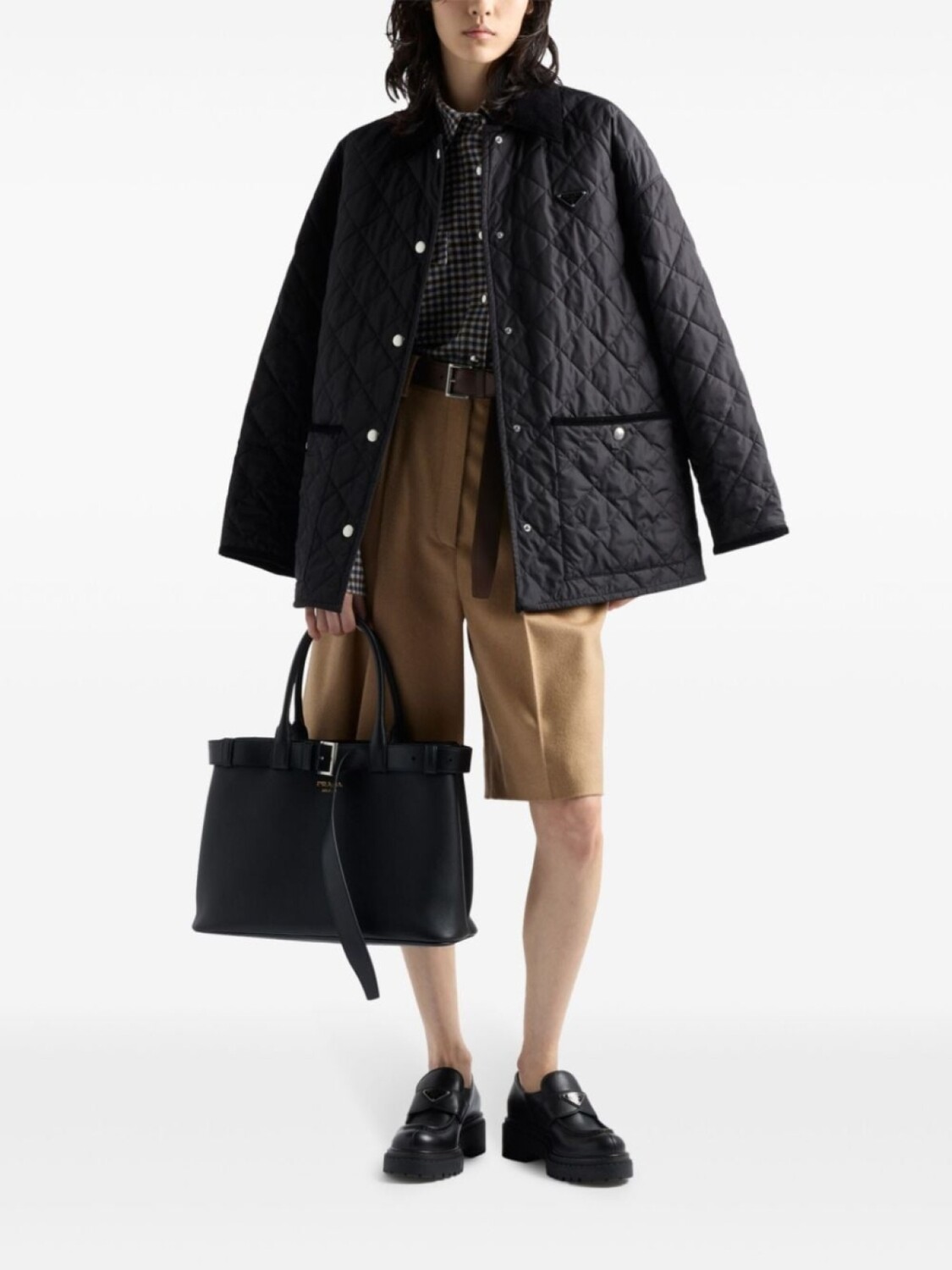 Женская куртка с накладными карманами Prada Re-Nylon, черный