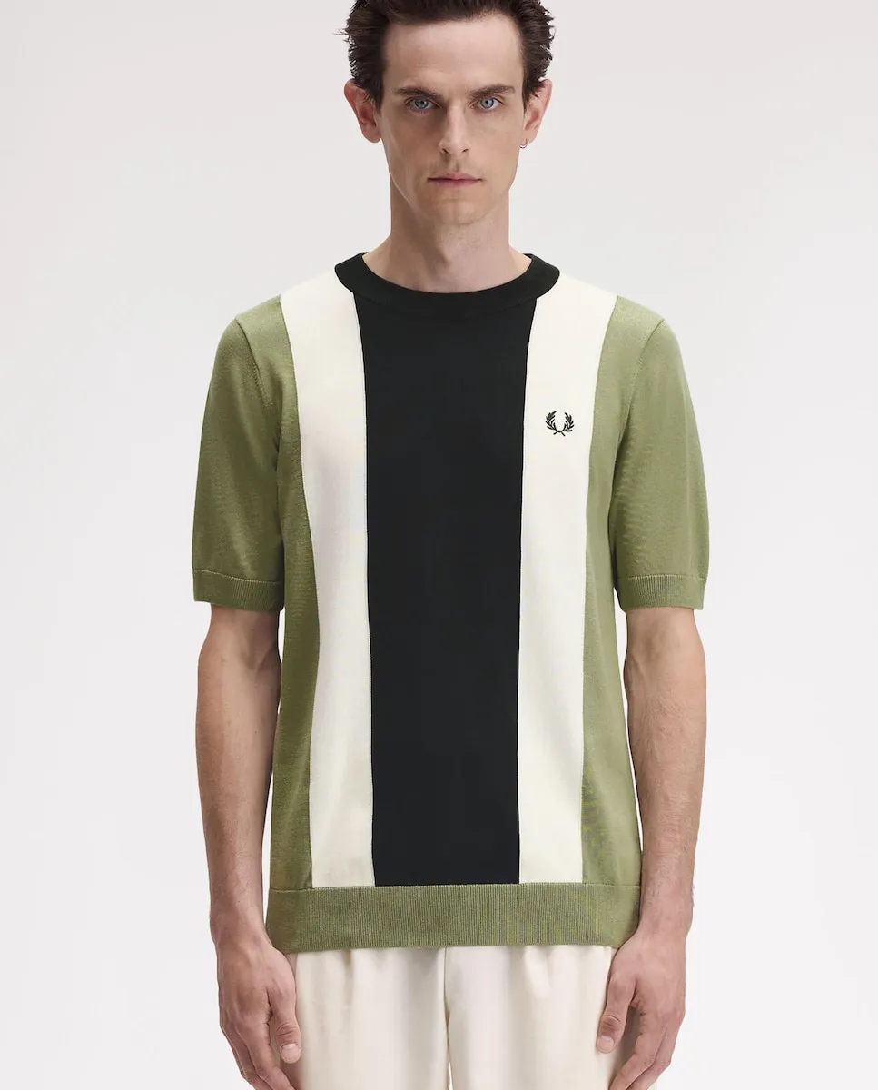 

Мужская вязаная рубашка с лавровым узором Fred Perry, многоцветный