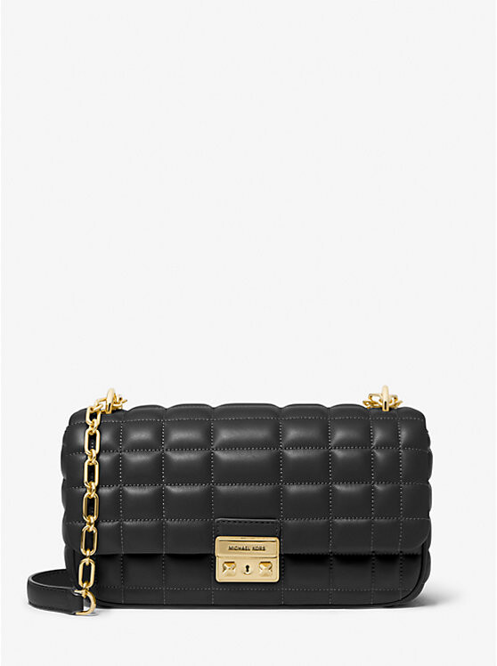 

Большая стеганая кожаная сумка через плечо Tribeca Michael Kors, черный