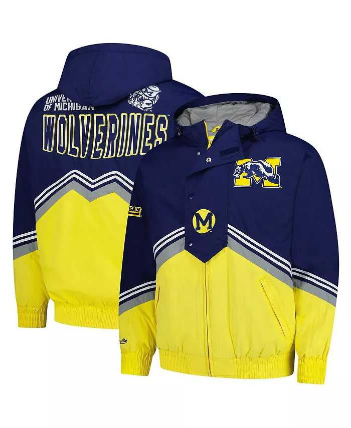 

Мужская ветровка Michigan Wolverines Throw It Back Retro с полной застежкой-молнией в цветах Navy/Maize Mitchell & Ness