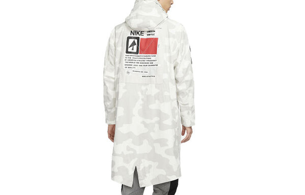 Куртка sportswear sports windproof camouflage printing mid-length hooded windbreaker jacket white Nike, белый — фото 2