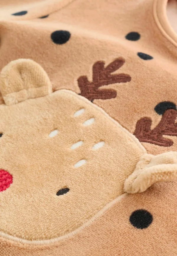 Рождественский спальный комбинезон стандартного кроя Next, Brown Reindeer — фото 4