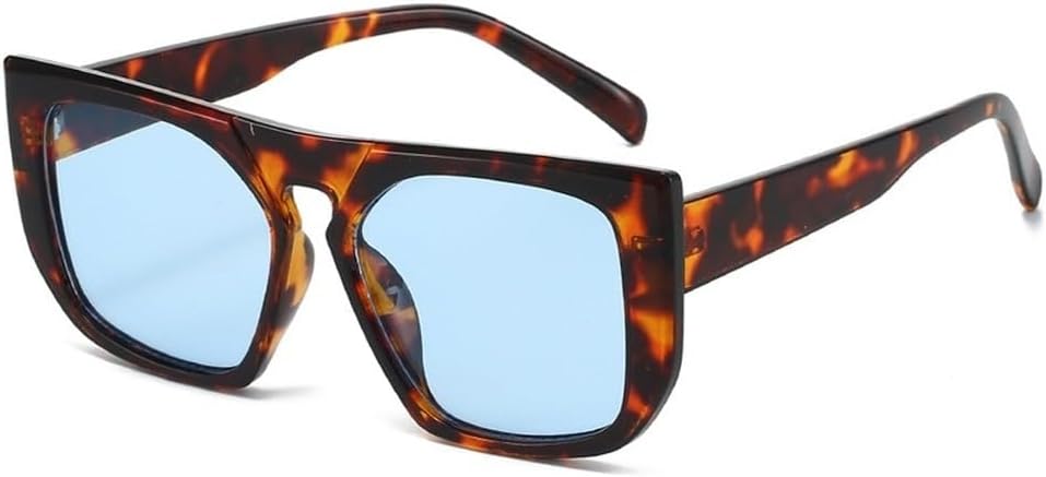 

Модные квадратные солнцезащитные очки для женщин в стиле ретро, ​​желто-синие, с защитой от УФ-излучения UV400, для мужчин, трендовые солнцезащитные очки с леопардовым принтом SKFGNX, Leopard Blue