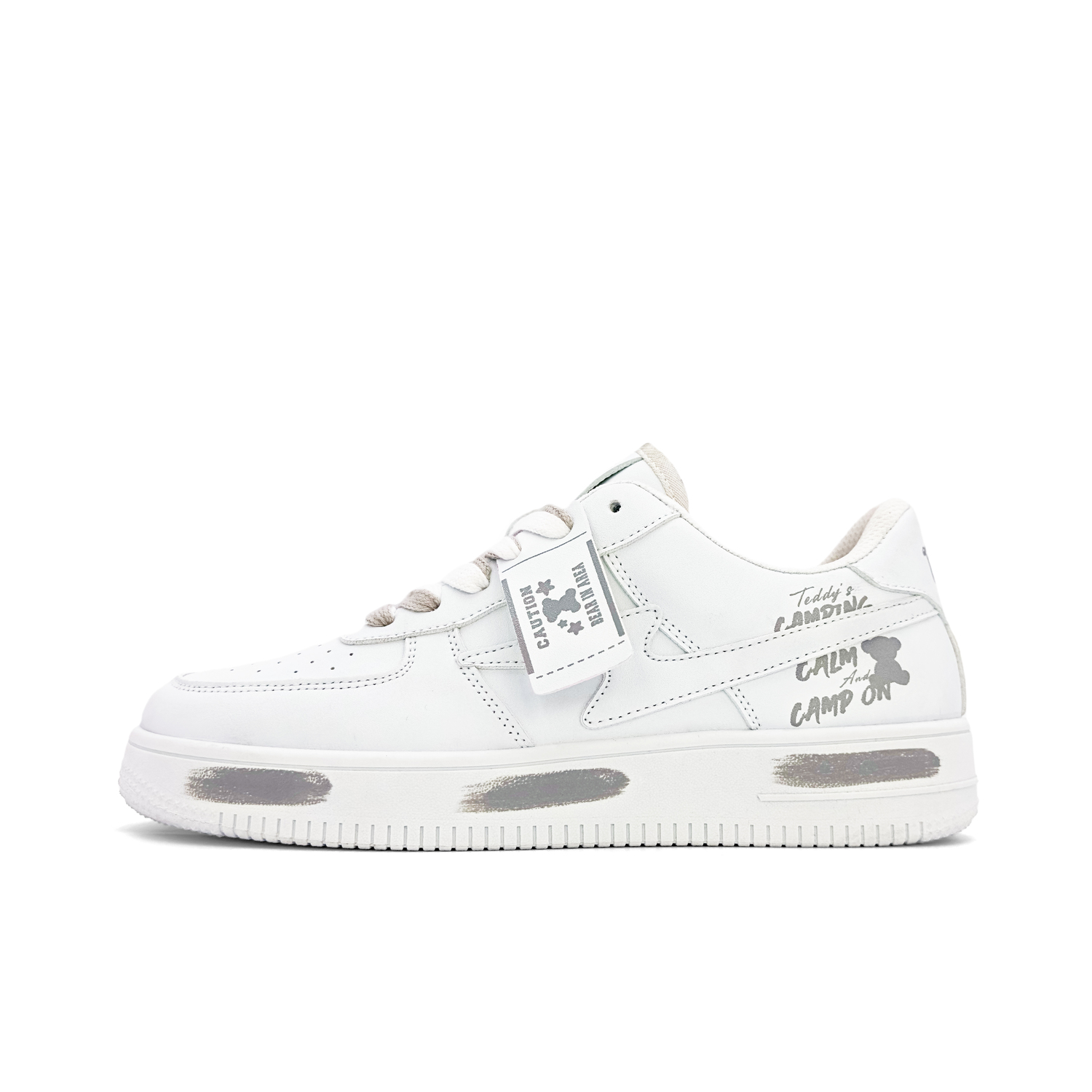 

Teddy Bear Collection Модные и крутые универсальные винтажные молодежные сенсации, Air Force 1 Low Top скейтборд обувь мужские - белый камелия [Тедди кастомная коробка]