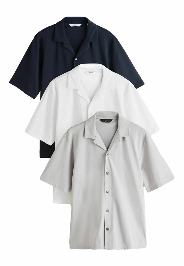 Рубашка с коротким рукавом стандартного кроя, комплект из 3 штук. Next, Navy Blue Grey White