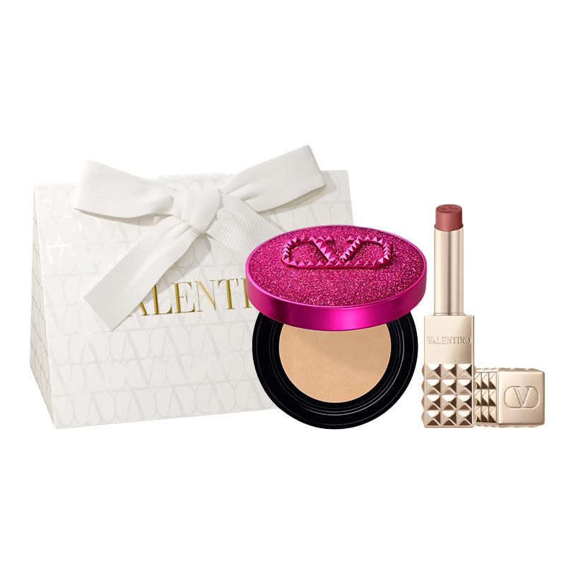 

Valentino Набор косметики imaginaria pink limited edition air cushion с помадой-стиком, легко растушевывающий тон
