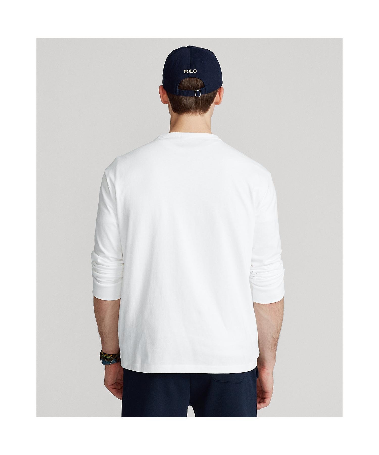 Классическая трикотажная футболка с длинными рукавами Polo Ralph Lauren, 100 White — фото 4