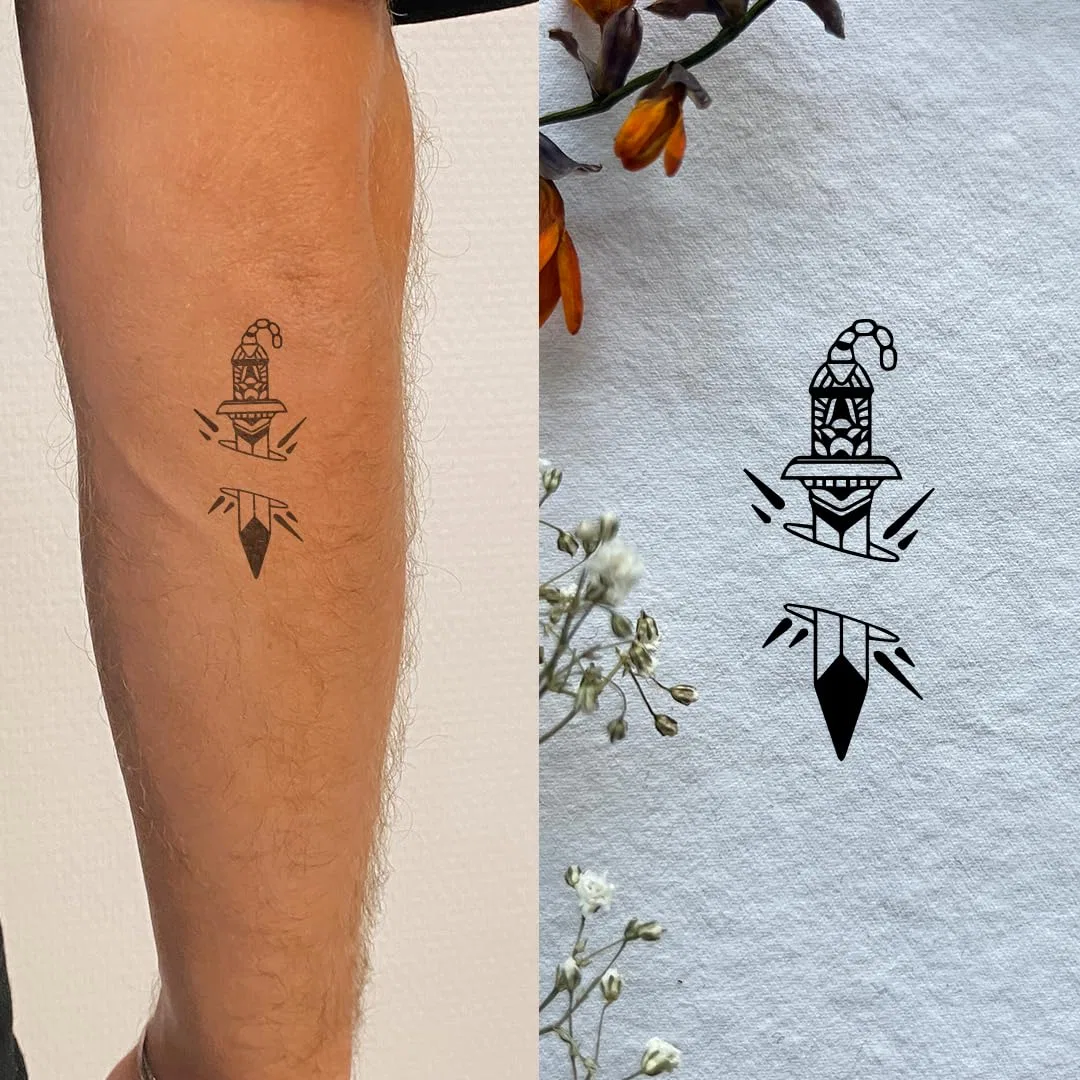 Временная татуировка «Dagger Blackwork Tattoo» от Inkster Inkster, Dagger Blackwork — фото 2