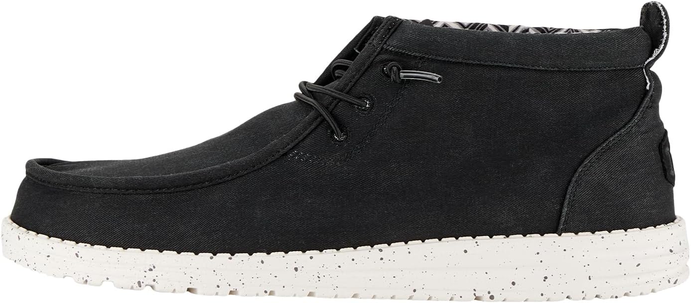 

Мужские ботинки HEYDUDE Wally Mid Stretch Canvas, Легкие средние кеды из текстиля с системой легкого надевания и эластичными шнурками, белый/черный