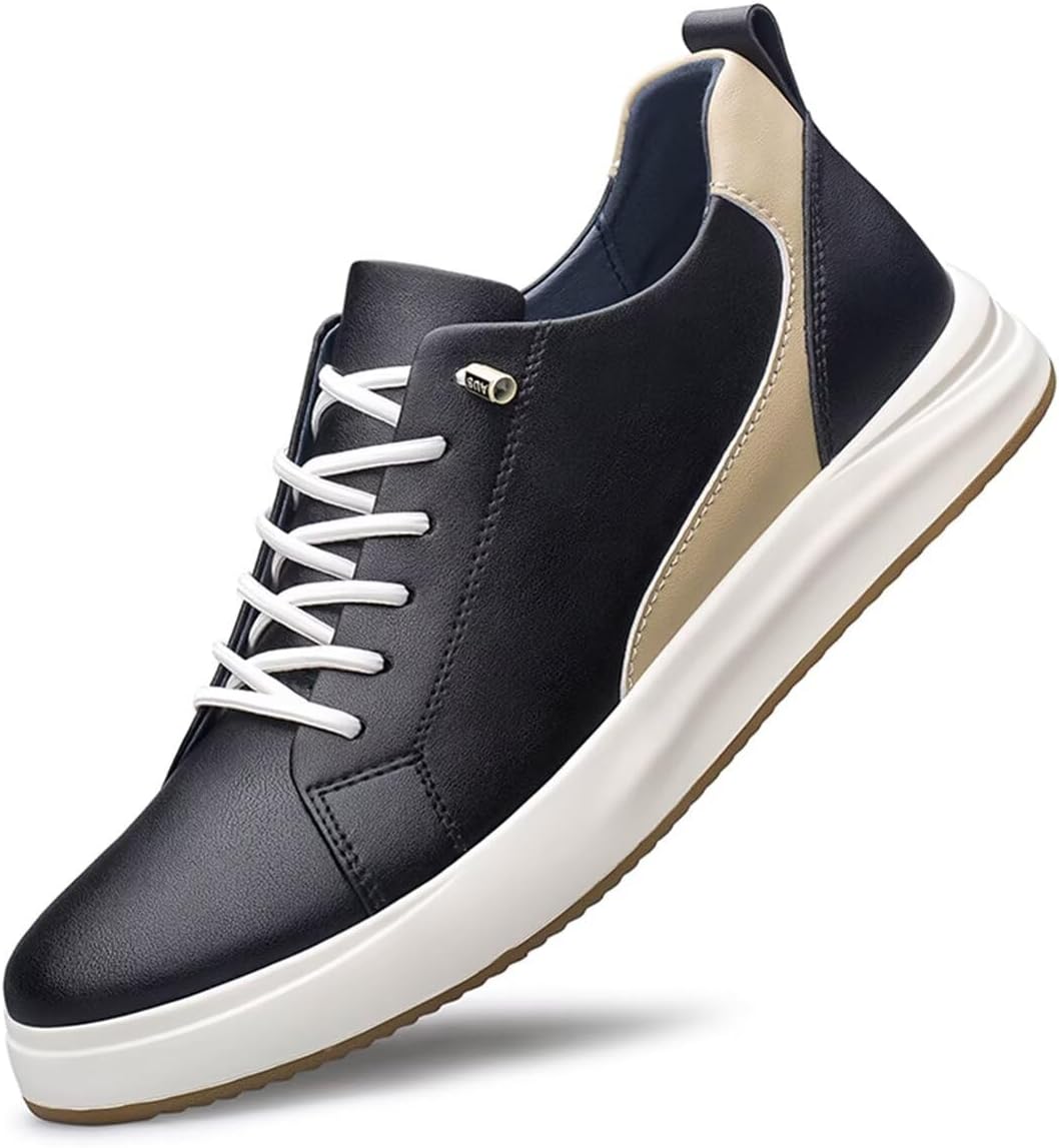 

Мужские невидимые обувь-лифты Diburosy - повседневные модные кроссовки на шнуровке из кожи, увеличивающие рост - спортивная обувь, прибавляющая 6 см, черный