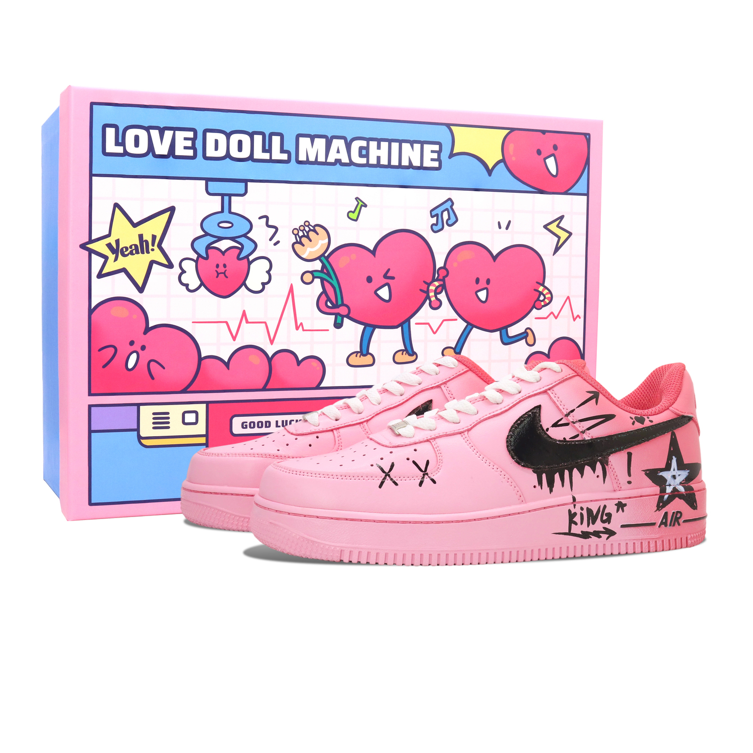 

Nike Кроссовки Air Force 1 Heartbeat King Star, Christmas Box Support Height Increasing Low top Skateboard Shoes Unisex