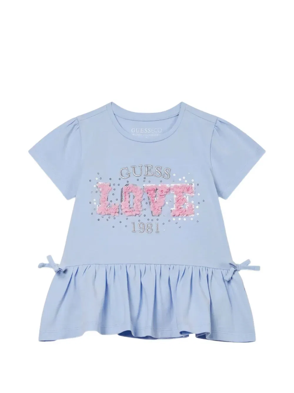 Футболка с оборками, украшенная пайетками Guess Kids, синий