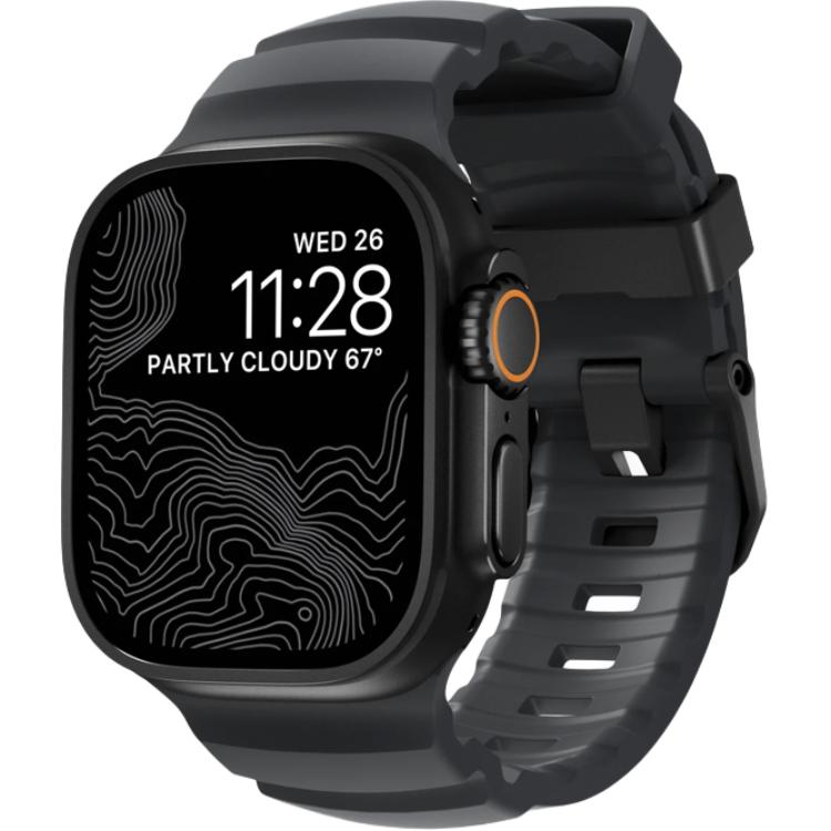 

Ремешок Apple совместимость FKM фторэластомер материал совместимость Apple Watch 49/45/44/42mm циферблат часов NOMAD, [titanium alloy черный buckle]storm черный