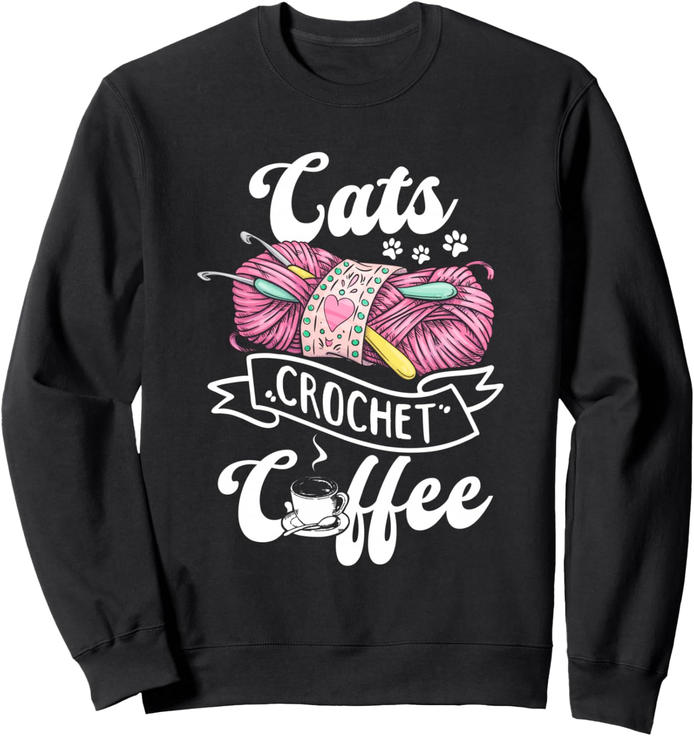 

Вязаная кошка с кофе - Толстовка для любителя вязания крючком и владельца кошки Cat Owner Cat Lover Crocheting Crochet, черный