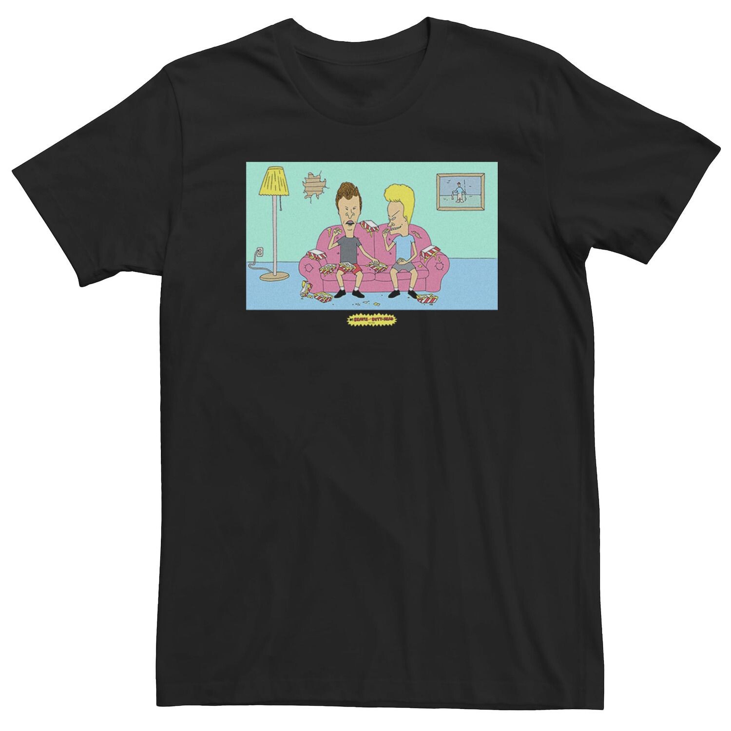 

Мужская футболка с короткими рукавами Beavis And Butthead Couch Snacks Licensed Character