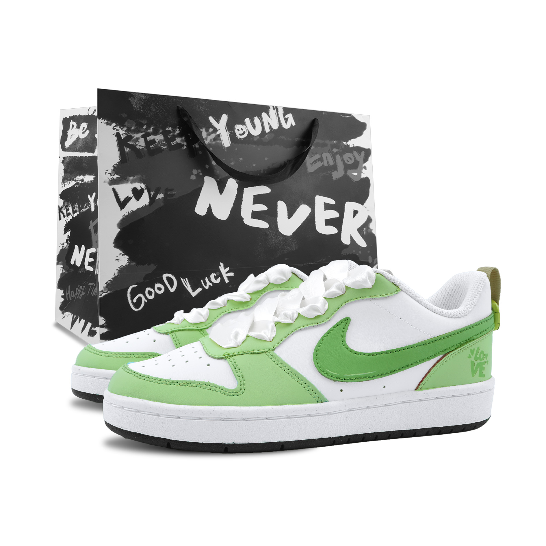 

Nike Court Borough Lime Bubbles Mid top детские скейтбординг кроссовки Green Unisex