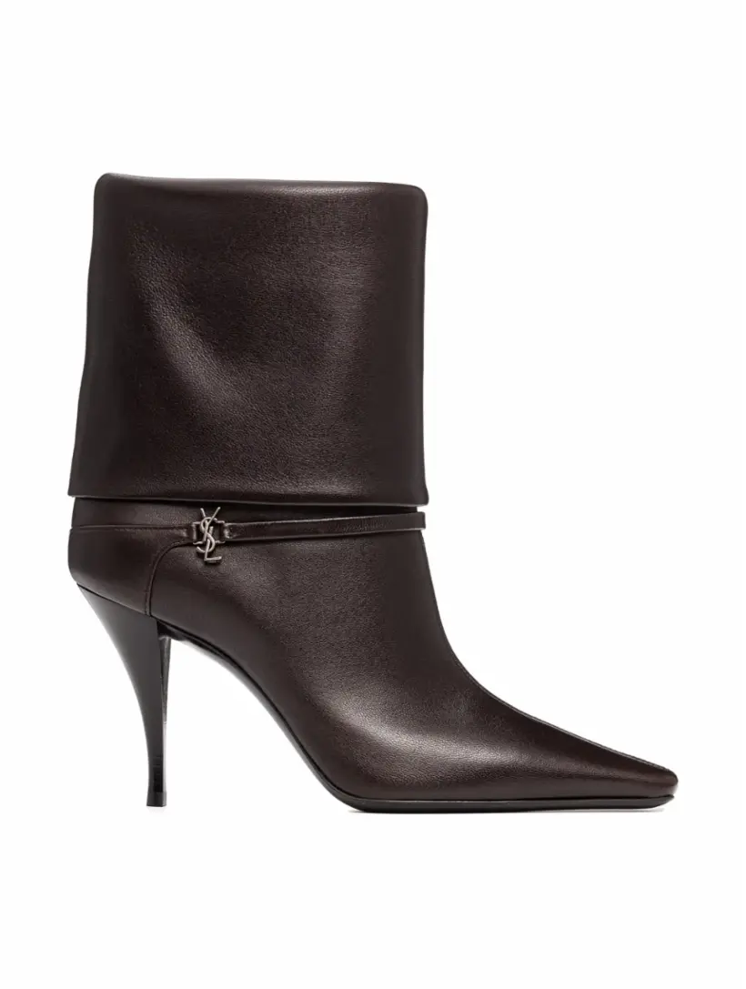 

Кожаные ботильоны с логотипом Saint Laurent, коричневый