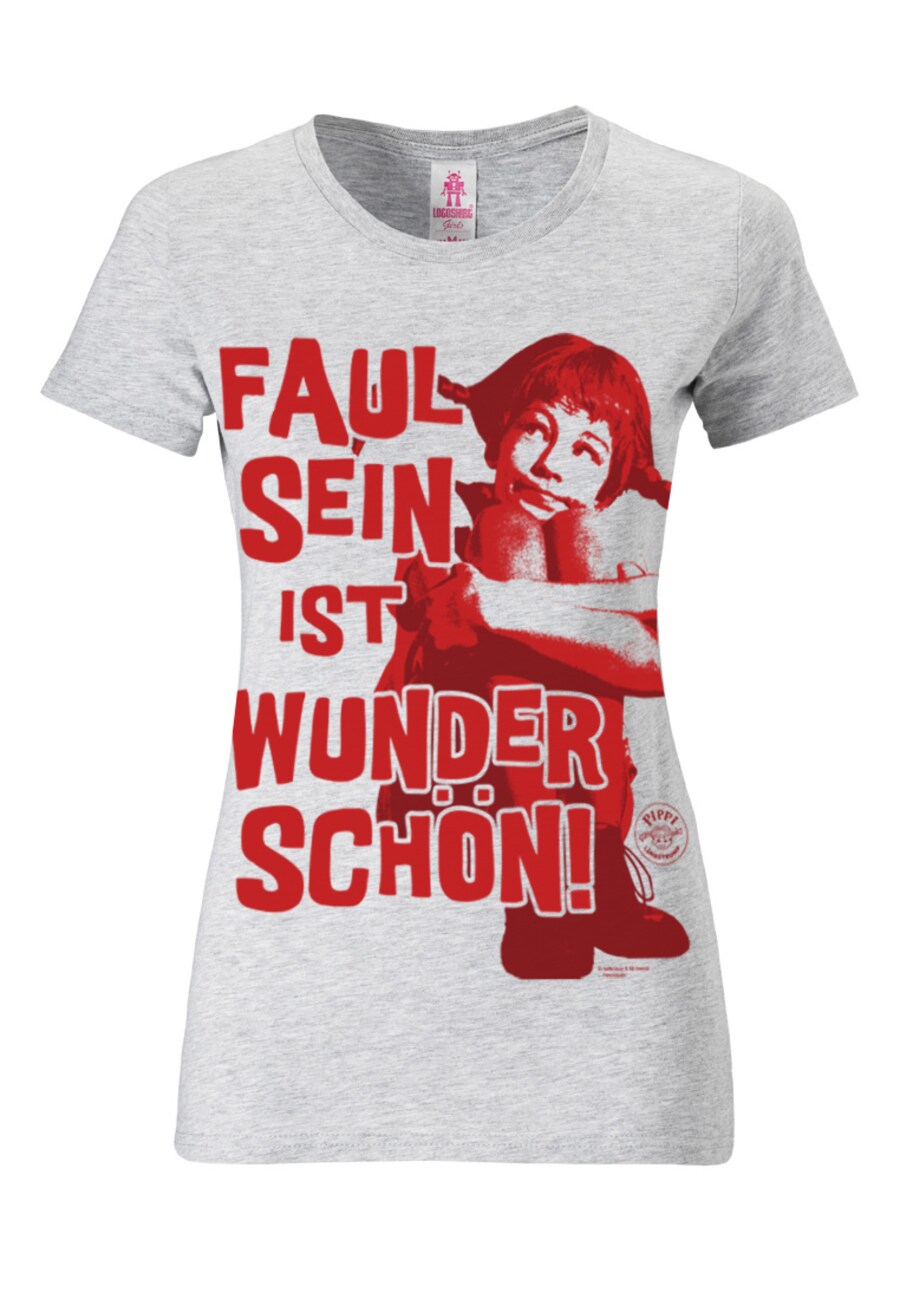 

Футболка LOGOSHIRT Shirt Faul sein ist wunderschön, светло-серый