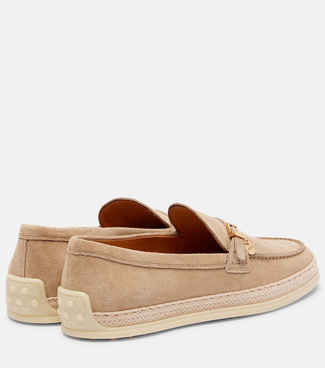 Лоферы из замши с отделкой из рафии Tod's, Tabacco Chiaro — фото 2