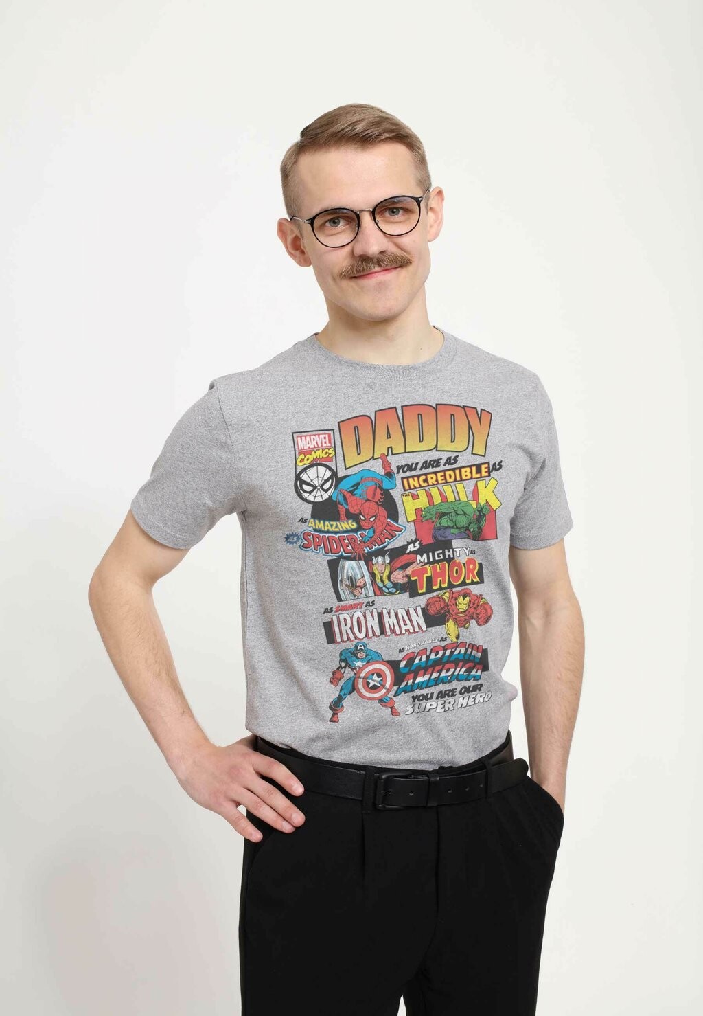 

Футболка с принтом AVENGERS CLASSIC ULTIMATE DAD UNISEX Marvel, цвет Mottled Light Grey
