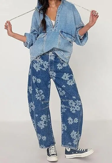 Джинсы boyfriend с принтом Blue Floral — фото 3