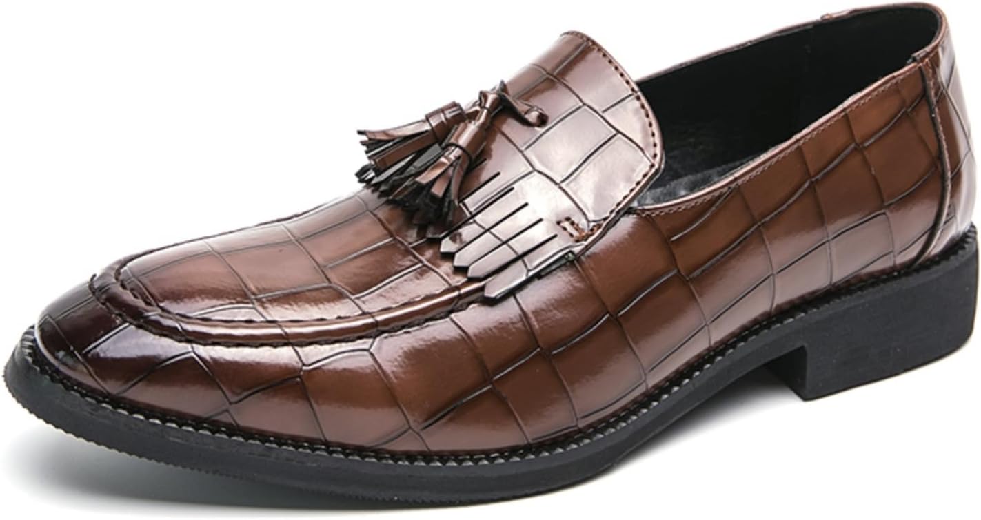 

Мужские оксфорды с кисточками, верх из кожи высокого класса, без шнурков, подошва из противоскользящей резины, идеально подходят для свадьбы, вечера и работы Aokisx, коричневый