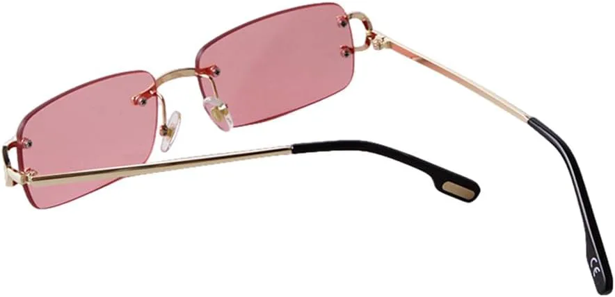 

Солнцезащитные очки без оправы в винтажном стиле с металлическими оправами, модные солнцезащитные очки без оправы для женщин и мужчин HUABDVCT, C4 Gold Yellow