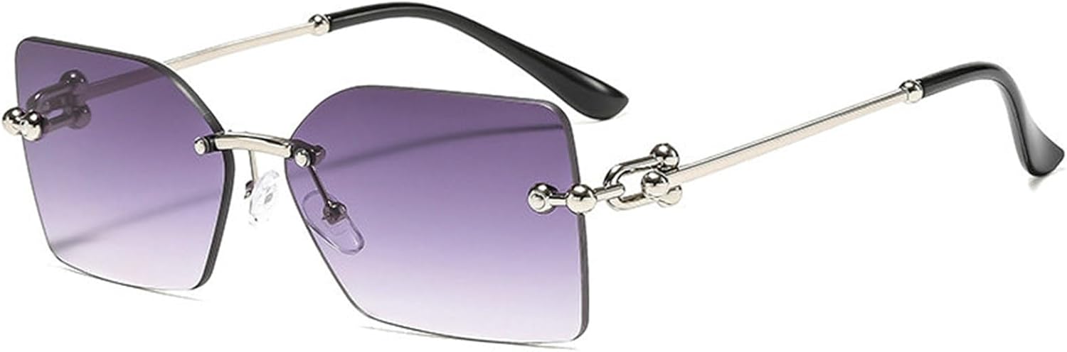 

Солнцезащитные очки без оправы прямоугольной формы для мужчин и женщин. Стильные солнцезащитные очки без оправы в винтажном стиле, квадратные, для летних путешествий willochra, C2