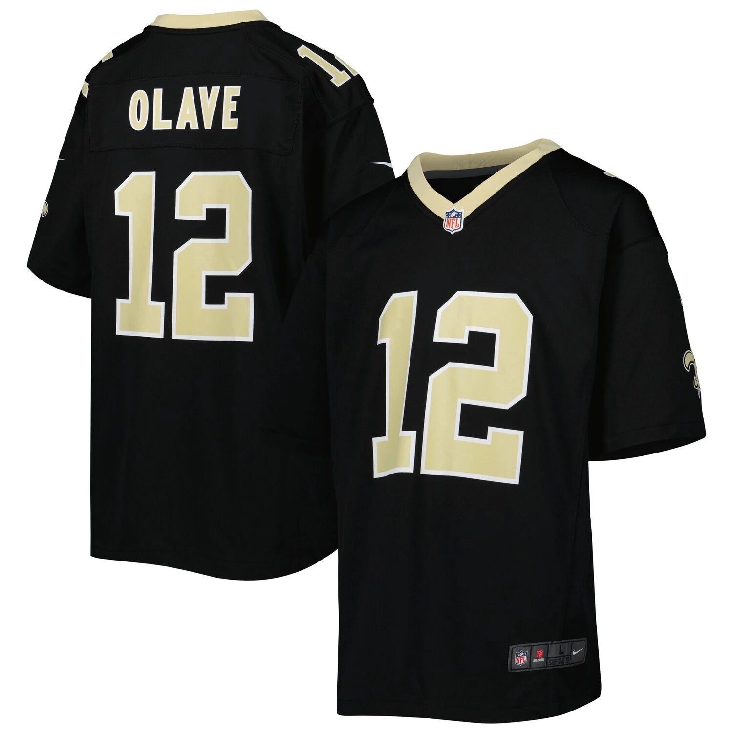 Молодежная черная майка Nike Chris Olave New Orleans Saints Alternate Game Nike