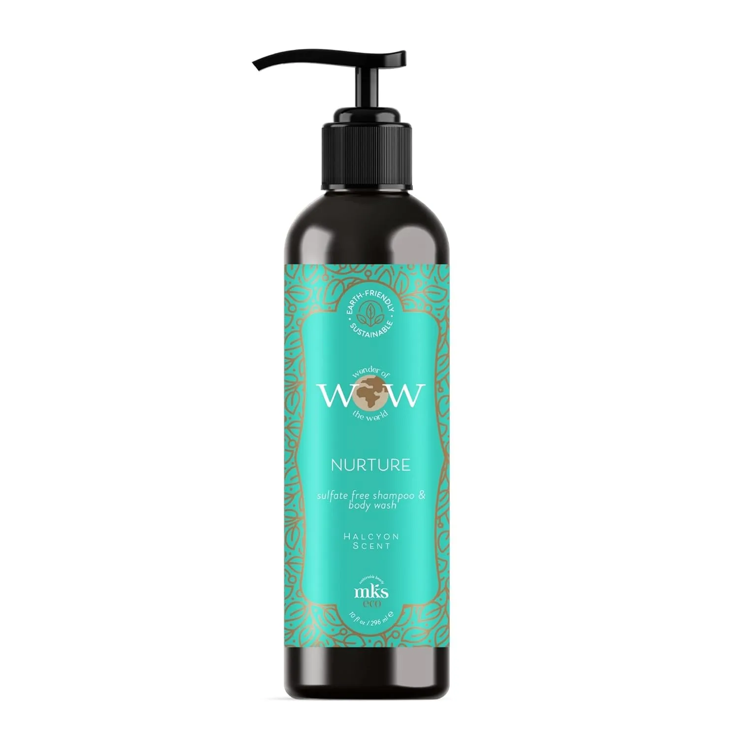 MKS eco WOW Nurture шампунь и гель для душа без сульфатов, аромат Halcyon - без силиконов, сульфатных ПАВ, парабенов, глютена, минерального масла и петролатума, веганский, cruelty free 296 мл (1 шт.) Earthly Body