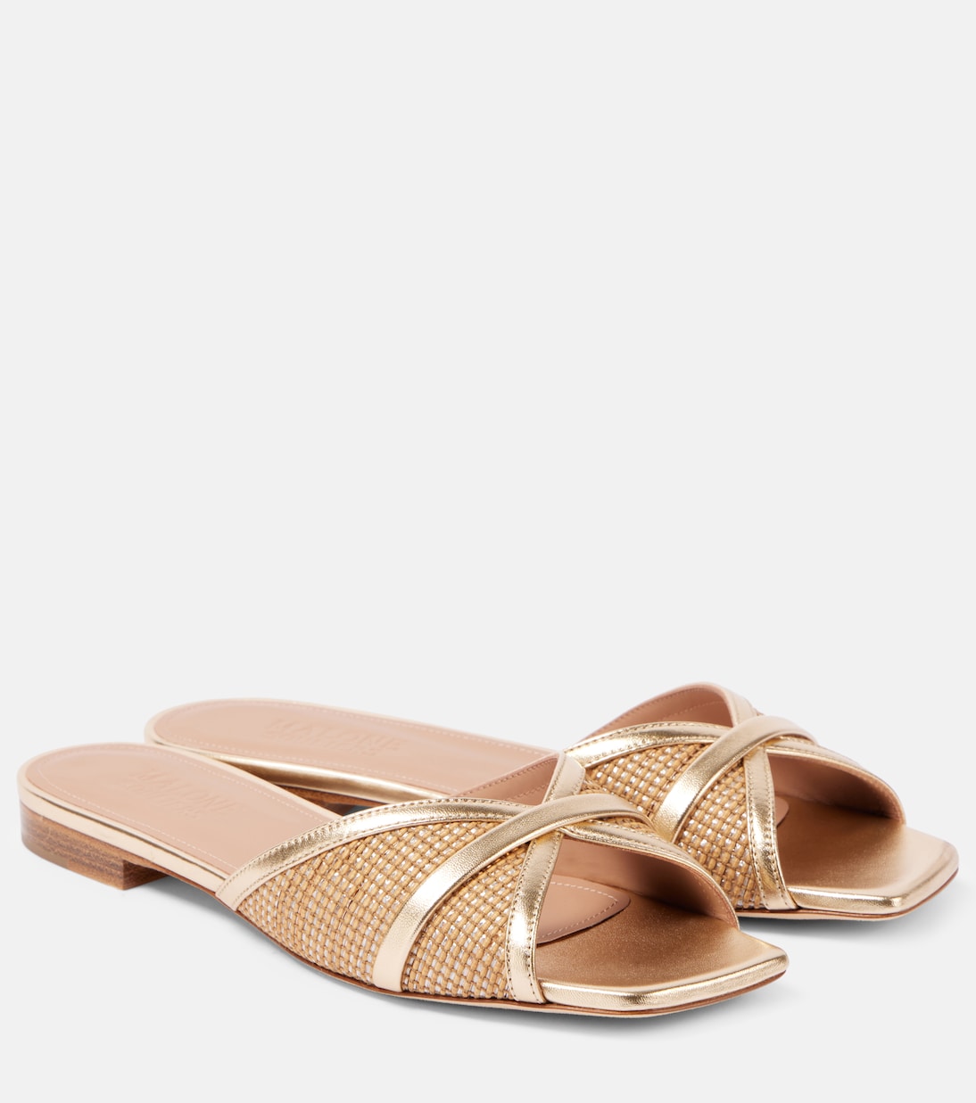 Сандалии из рафии Perla Malone Souliers, Camel Metallic Mix