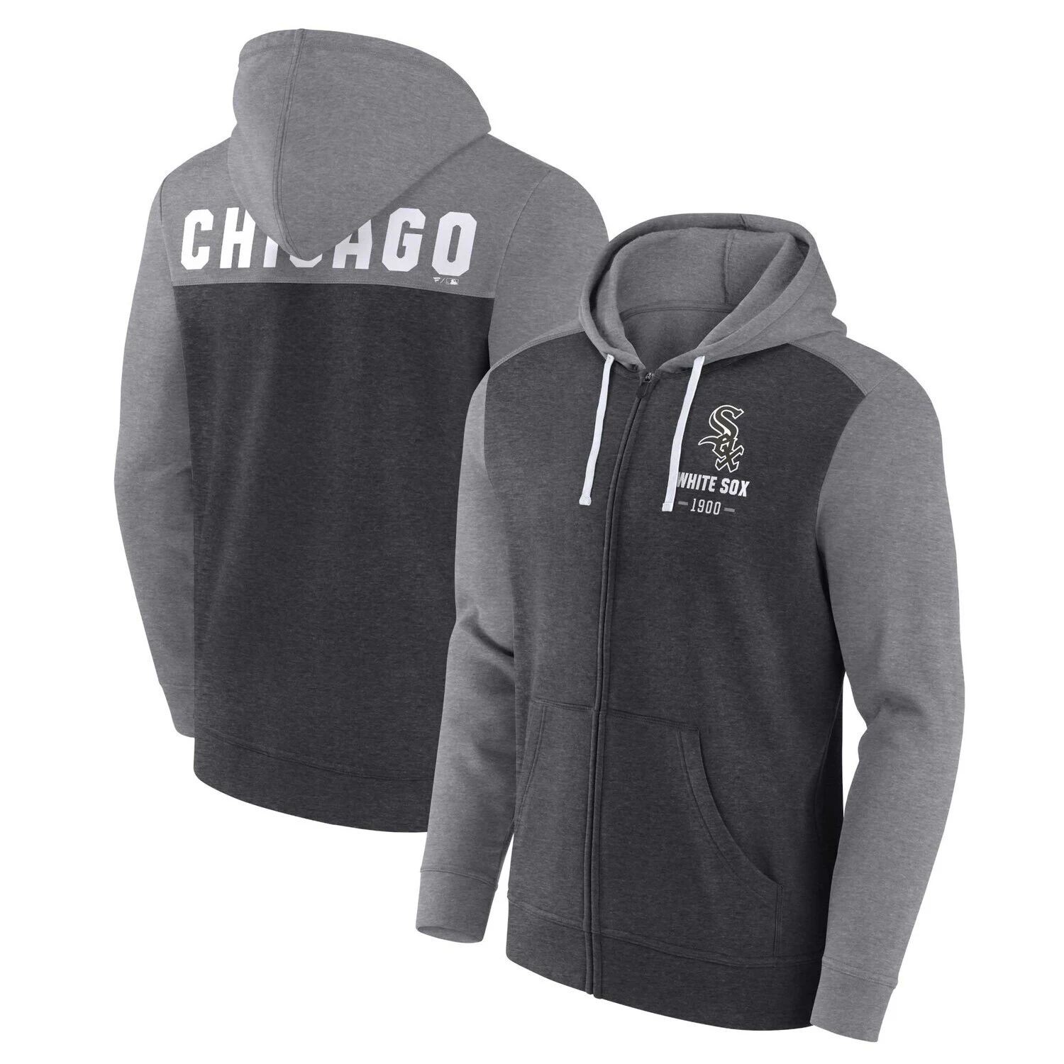 

Мужская фирменная толстовка с принтом угольно-серого цвета Chicago White Sox с молнией во всю длину Fanatics, Серый, Мужская фирменная толстовка с принтом угольно-серого цвета Chicago White Sox с молнией во всю длину Fanatics