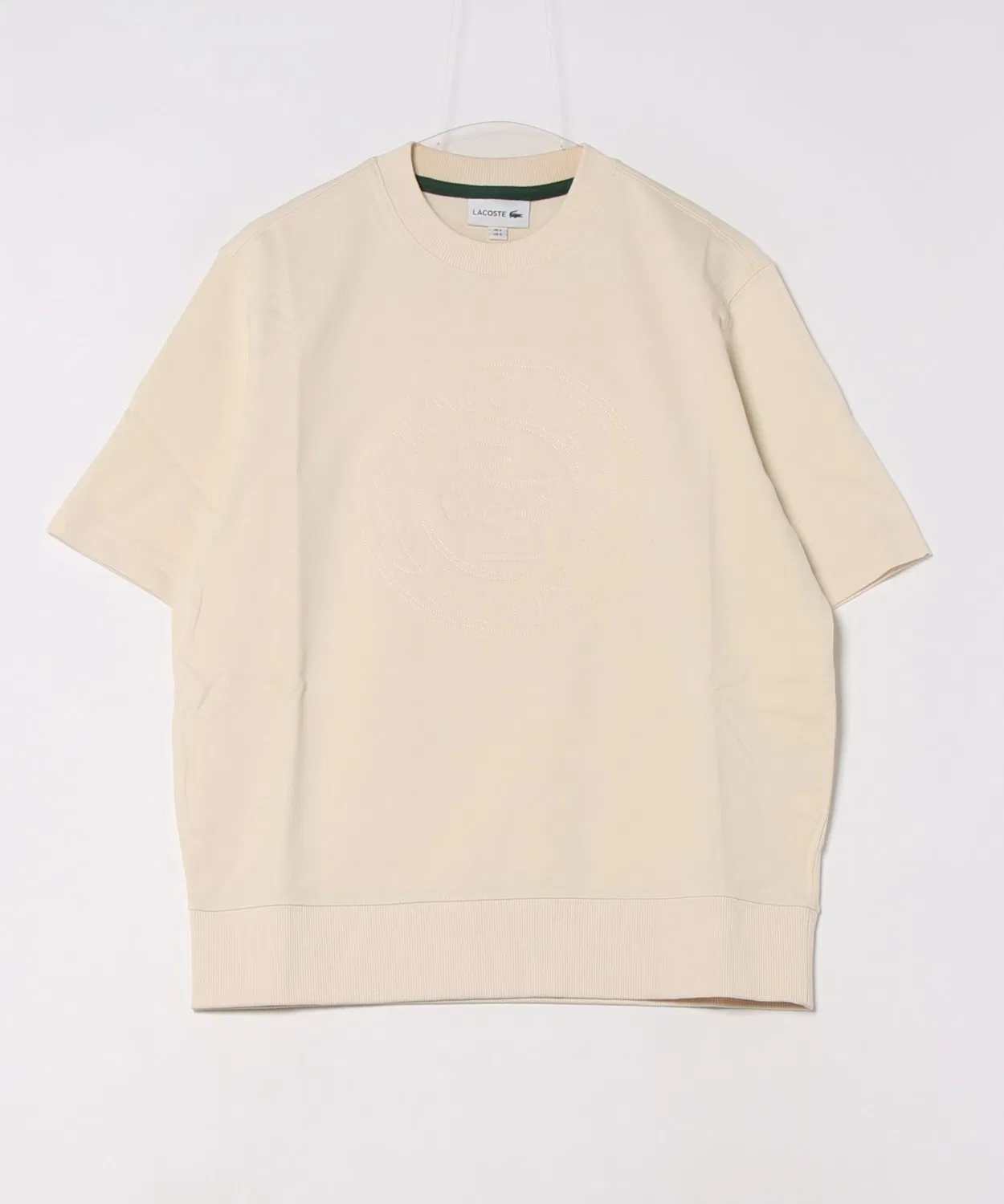 Свитшот с вышивкой Lacoste, полуприлегающий, белый, 100% хлопок