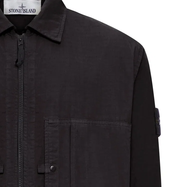 Рубашка свободного кроя с молнией Stone Island Black — фото 4