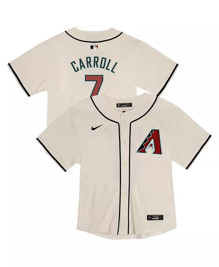 

Детская домашняя игровая футболка Arizona Diamondbacks Corbin Carroll белого цвета Nike