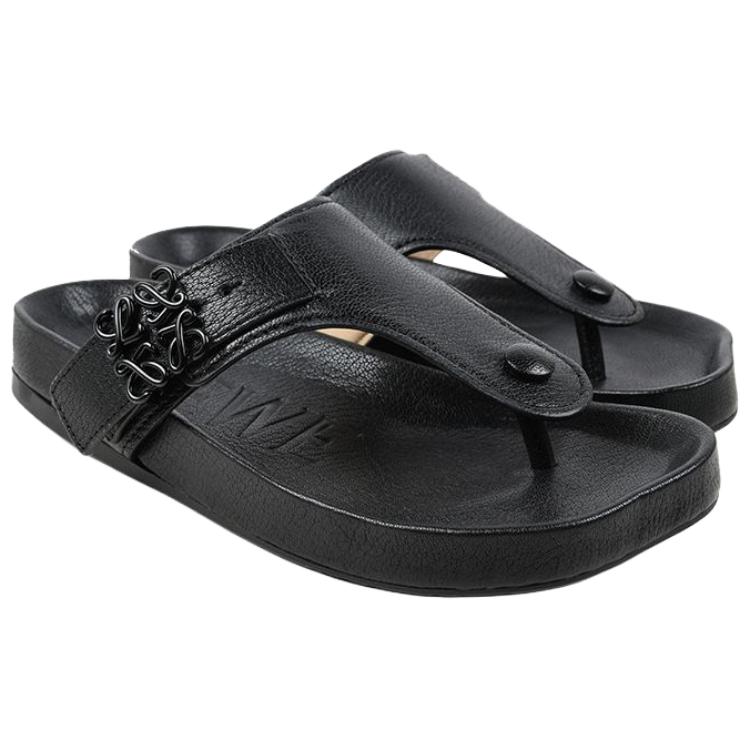 Кожаные шлепанцы Flip Flops с логотипом LOEWE, original shoe box included — фото 4