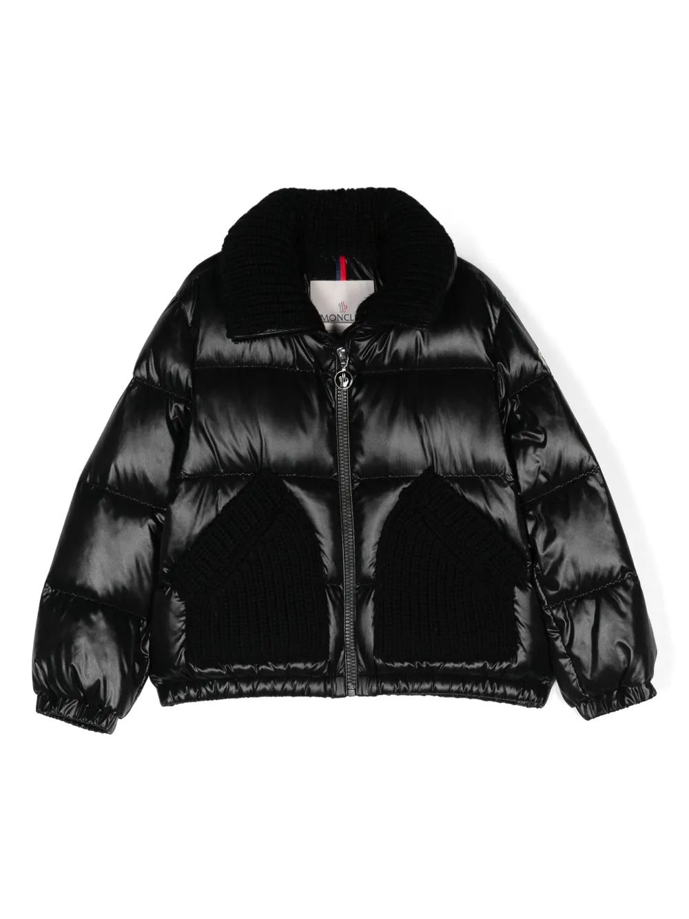 

Пуховик с вязаными вставками Moncler Enfant, черный