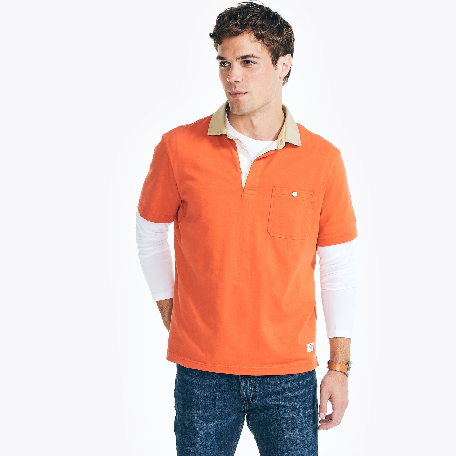 

Мужская рубашка-поло Nautica Jeans Co. классического кроя Nautica, цвет Fleet Orange